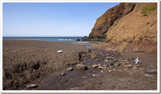 Lilia enjoying the creek at Tennessee Valley Beach