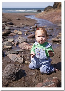Lilia enjoying the creek at Tennessee Valley Beach