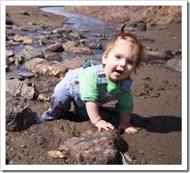 Lilia enjoying the creek at Tennessee Valley Beach
