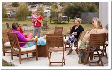 Lisa and Lilia with the girls on Friday morning