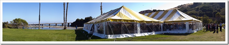Panoramic of the marquee and Avila Beach lagoon