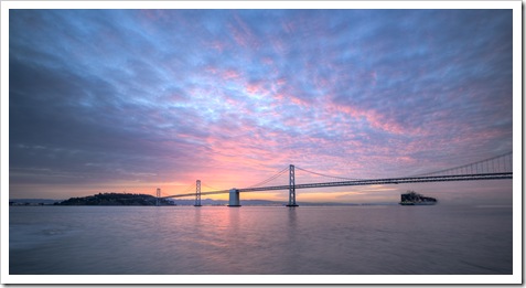 Treasure Island and the Bay Bridge at sunrise