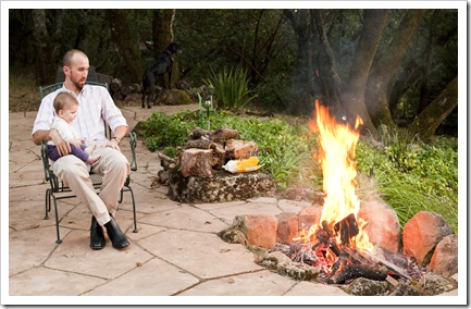 Sam and Lilia by the fire