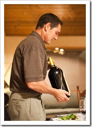 Doug donating a bottle of 1986 cabernet to the cause