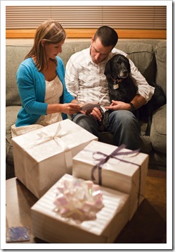 Luke and Katrina with some of their gifts