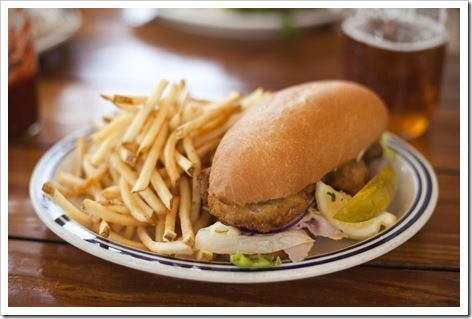 Fried oyster po boy