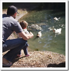 Sam and Lilia with some of the resident ducks