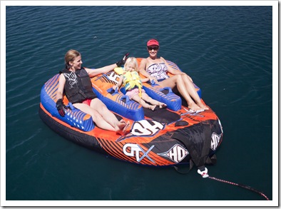Lisa, Brooke and Sophia get towed on the tube
