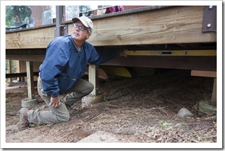 Randy at work on the deck enclosure