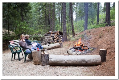 Lisa and Carol enjoying the fire