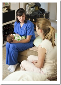 Courtney visits on the way to work