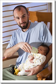 Dad's first bottle feeding to give Mum a bit of a break