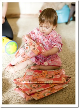 Lilia with her birthday presents