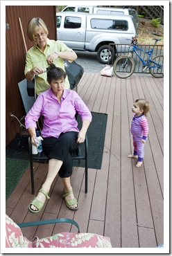 Lilia making sure Carol is doing a good job of Jenni's hair