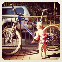 Lilia and Dad's bike