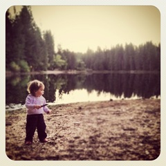 Sam and Lilia by the lake at 5:45AM one morning while everyone else was sleeping!
