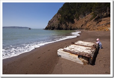 Lilia on the beach at Kirby Cove